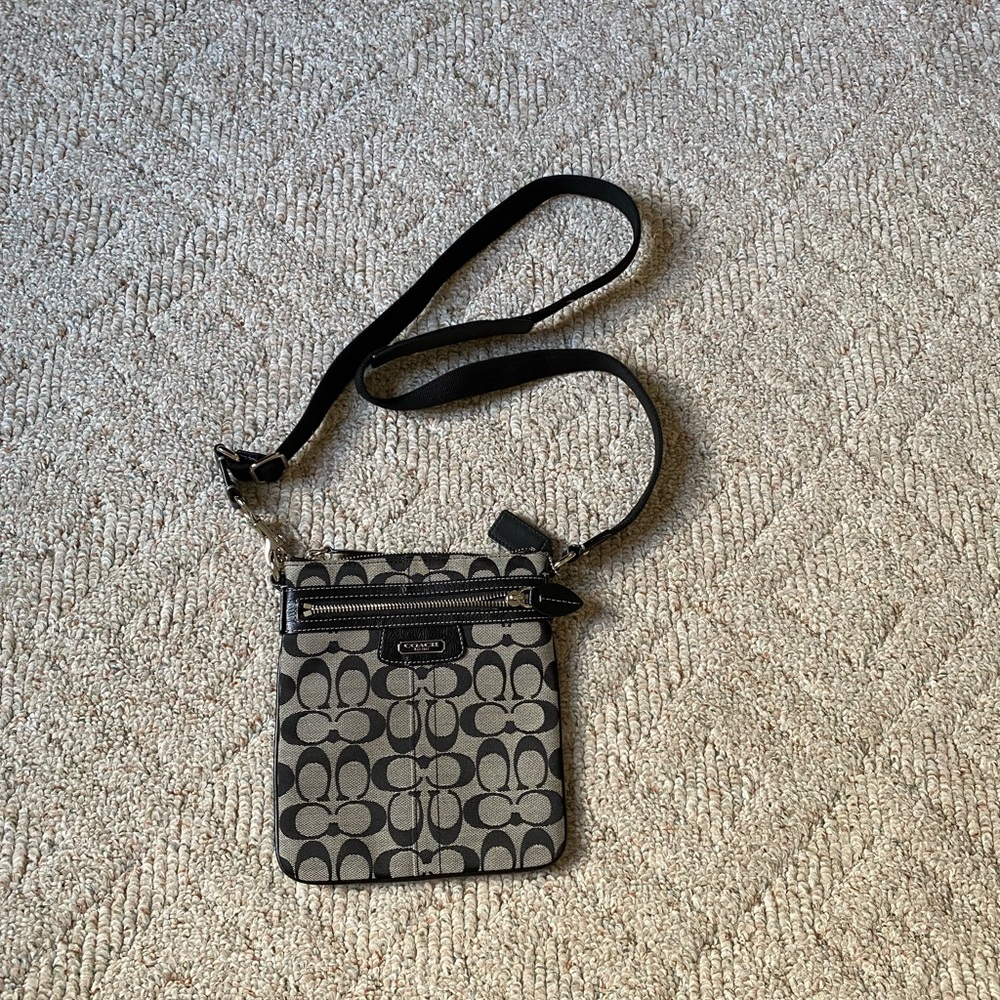 COACH Black Signature Messenger Crossbody